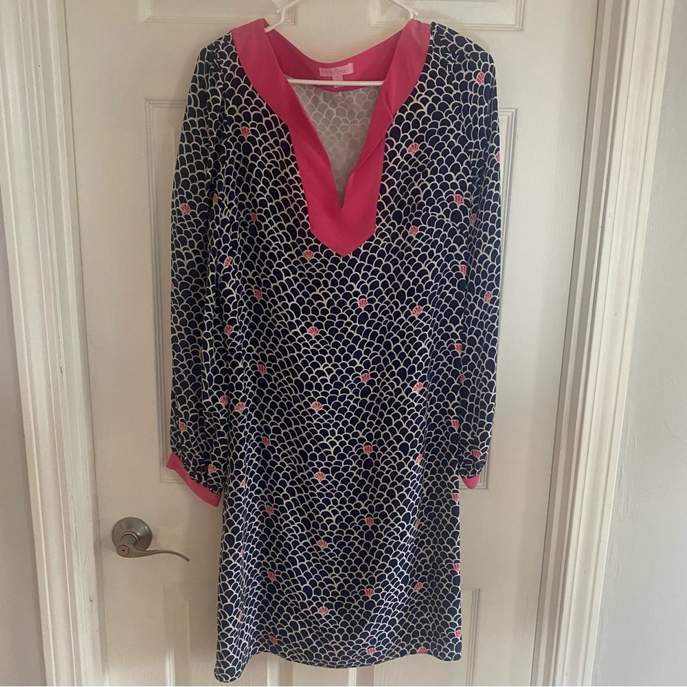 Lily Pulitzer Women’s Dress Black/White/Pink 100% Silk (12)